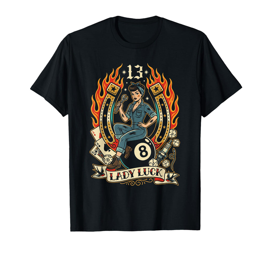 Pinup Mechanic Thirteenth Fortune T-Shirt - Graphic Print Men Women - T-Shirt, Sweatshirt, Hoodie