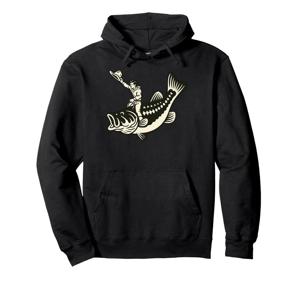 Big Bass Rodeo Cowboy Western Fishing Art Hoodie - Streetwear Style Unisex - T-Shirt, Sweatshirt, Hoodie