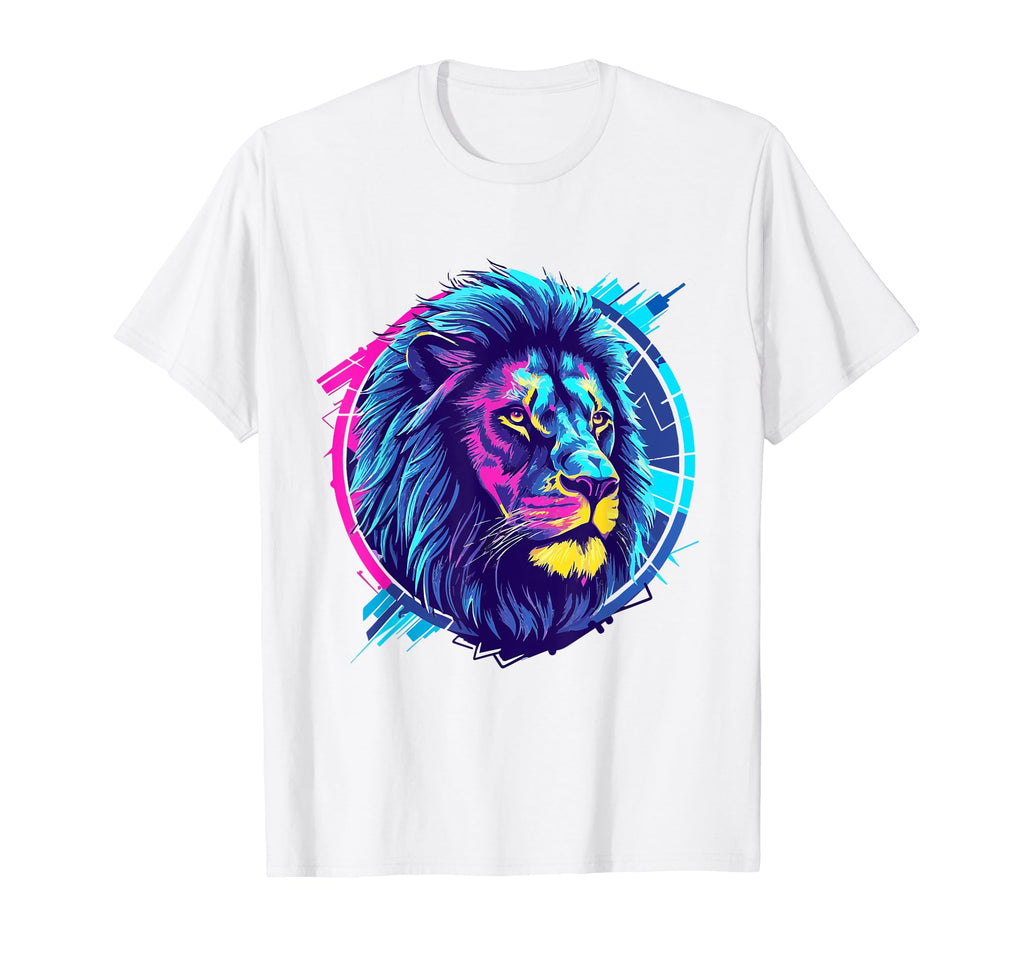 Lion 80S Synthwave And Neon Colors Sweatshirt - Custom Art Print Men Women - T-Shirt, Sweatshirt, Hoodie