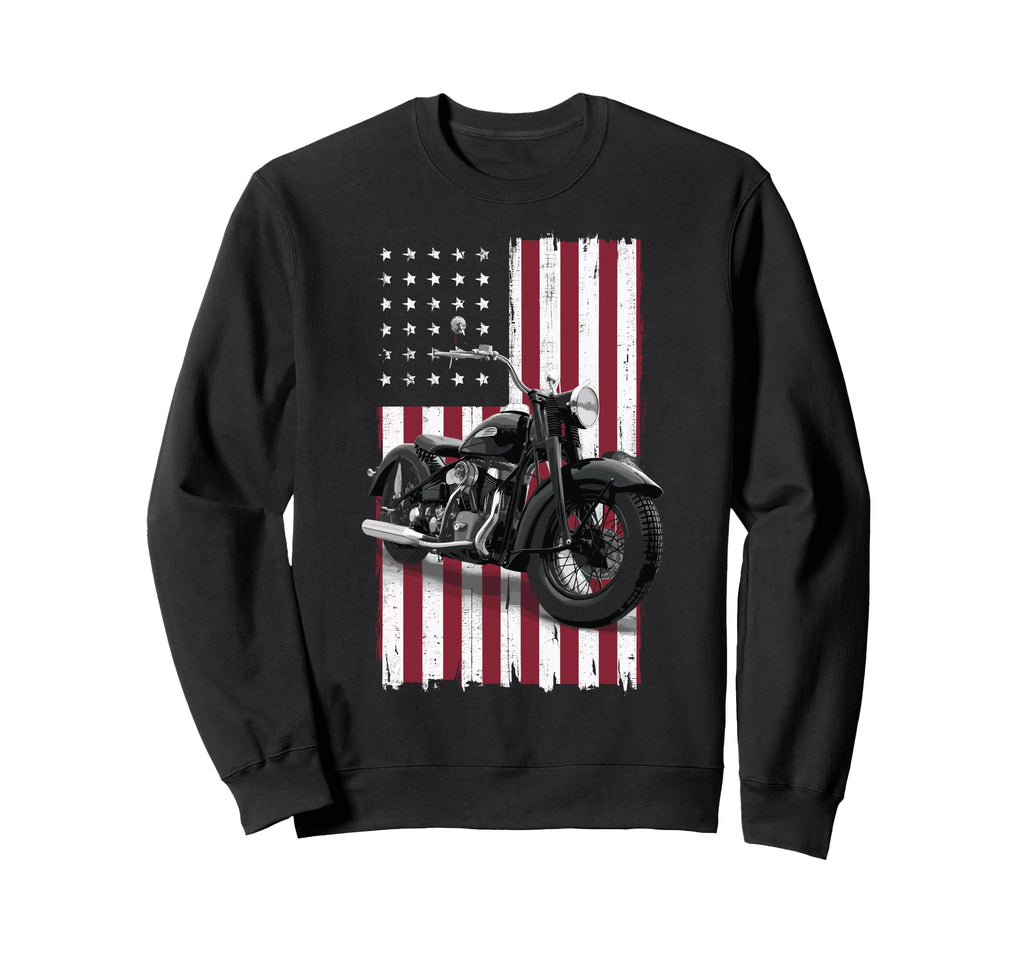 Patriotic Motorcycle Usa Flag Sweatshirt - Minimalist Print Men Women - T-Shirt, Sweatshirt, Hoodie
