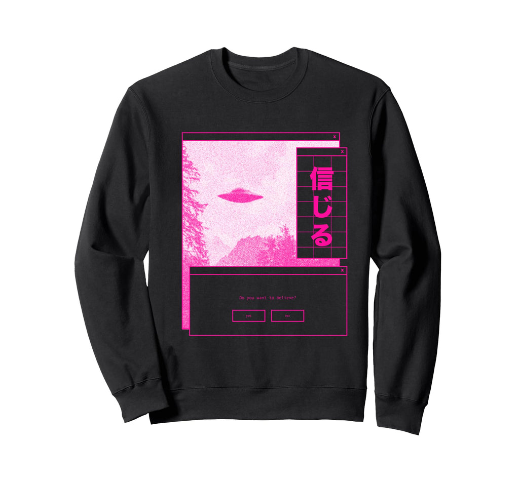 Ufo Vaporwave Aesthetic Japanese 80S Sweatshirt - Unique Graphic Unisex - T-Shirt, Sweatshirt, Hoodie
