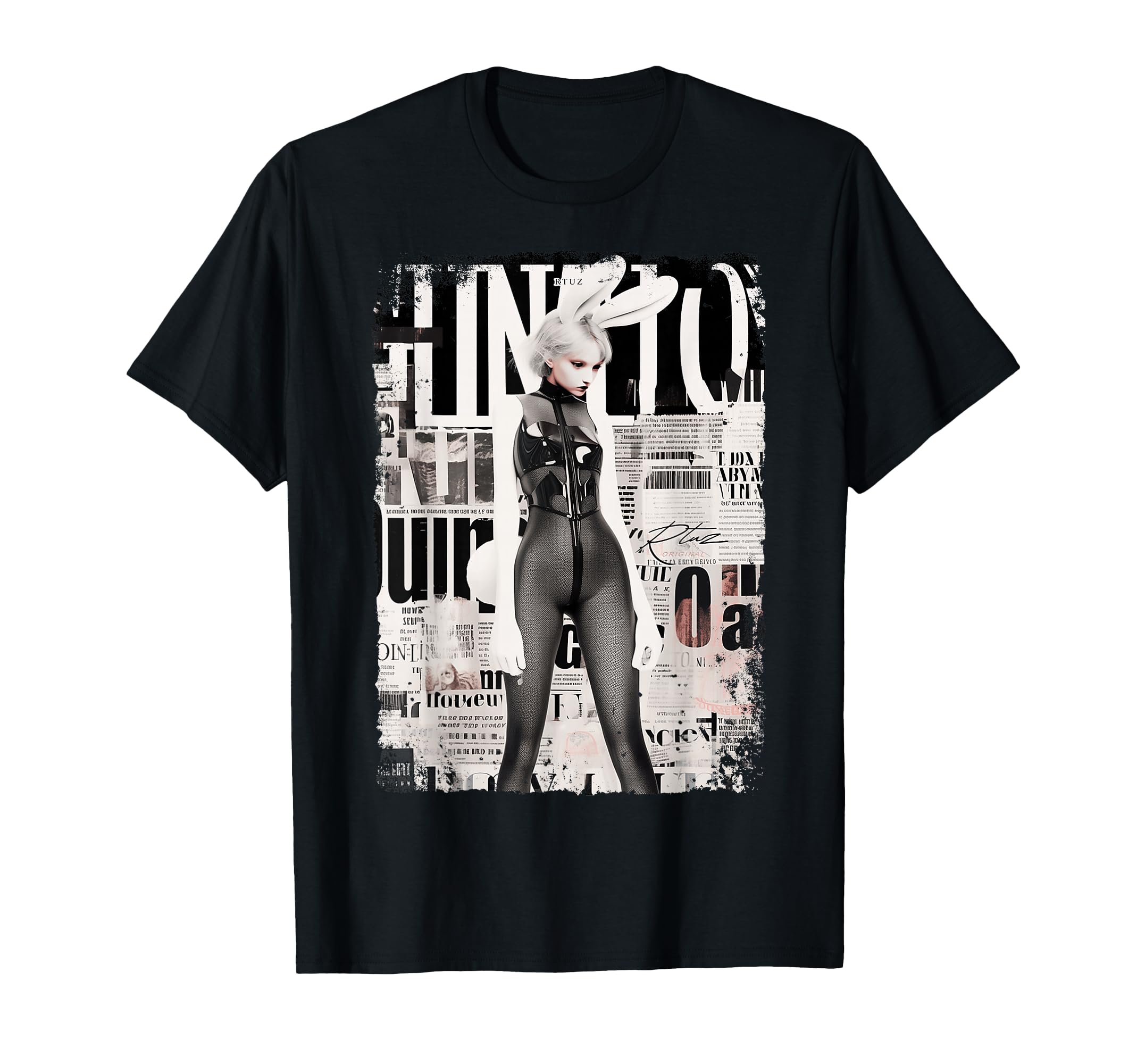 Magazine Cover Bunny Collage Sexy T-Shirt - Custom Art Print Men Women - T-Shirt, Sweatshirt, Hoodie