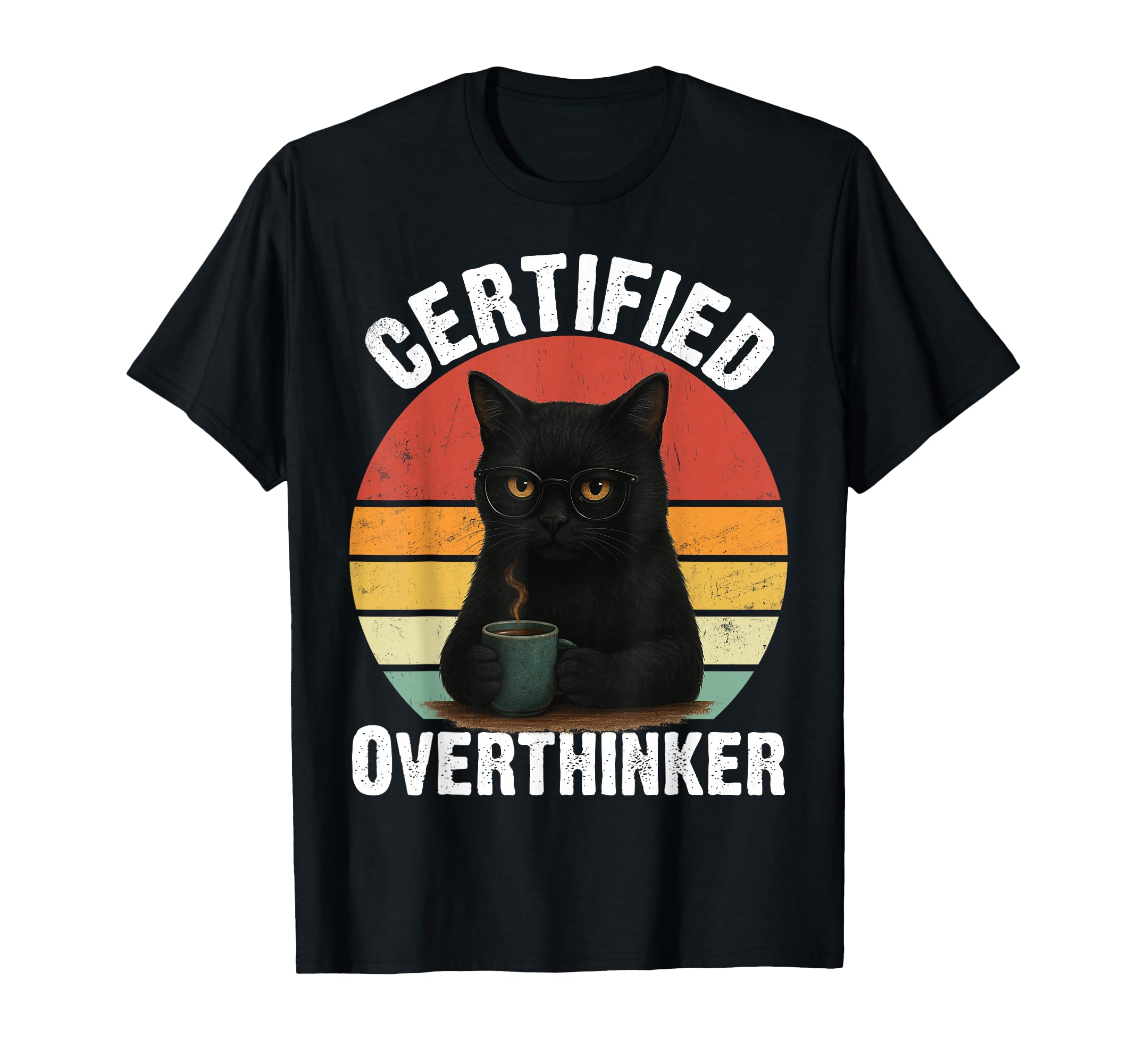 Certified Overthinker Funny Coffee T-Shirt - Minimalist Print for Adults - T-Shirt, Sweatshirt, Hoodie