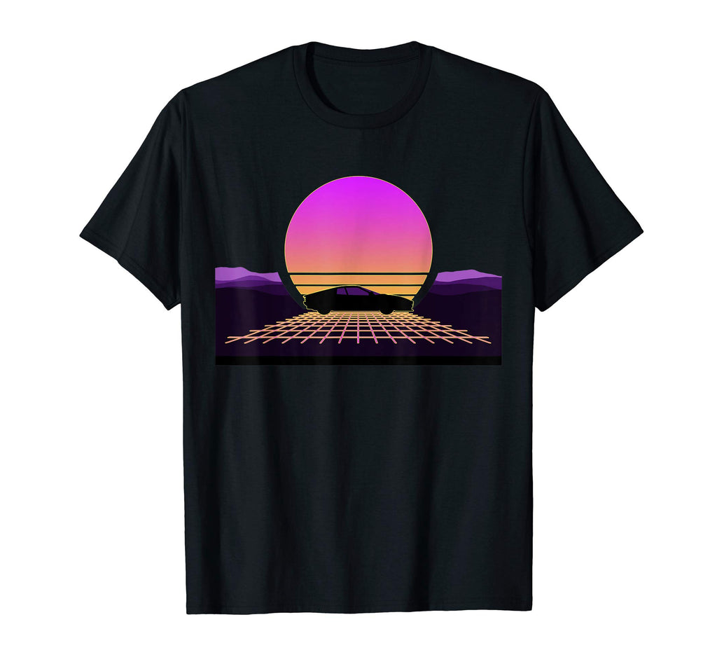 80S Car Digital Sunset Synthwave T-Shirt - Casual Everyday Wear Unisex - T-Shirt, Sweatshirt, Hoodie