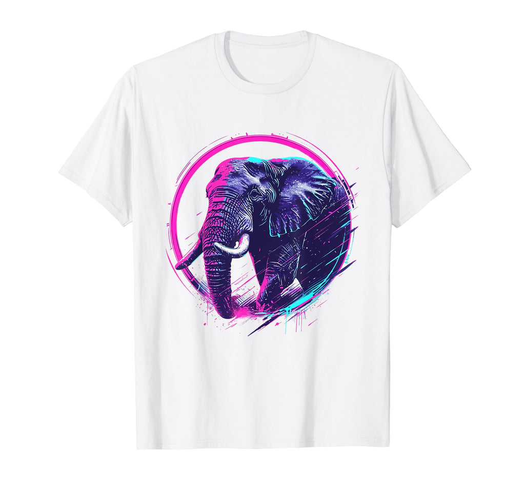 Elephant 80S Synthwave Africa T-Shirt - Casual Everyday Wear Unisex - T-Shirt, Sweatshirt, Hoodie