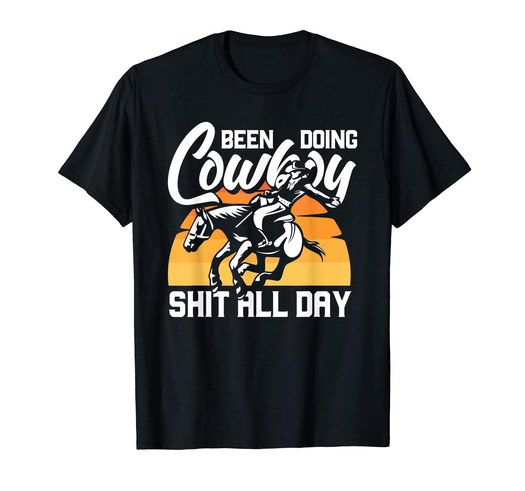Cowboy Horse Western Riding Roping Sunset T-Shirt - Trendy Graphic Unisex - T-Shirt, Sweatshirt, Hoodie