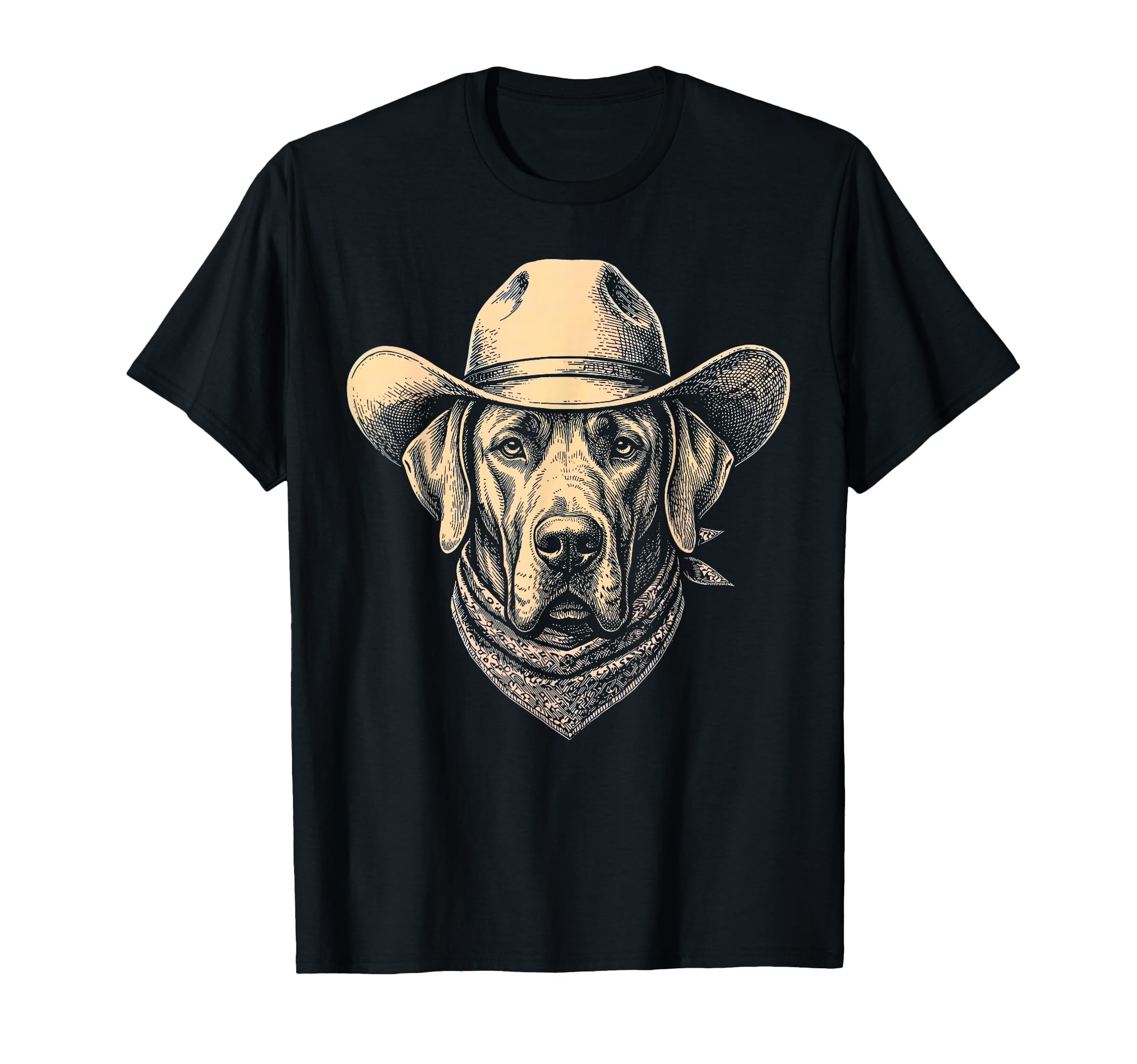 Great Dane Dog Cowboy Hat Bandana T-Shirt - Unique Graphic for Adults - T-Shirt, Sweatshirt, Hoodie