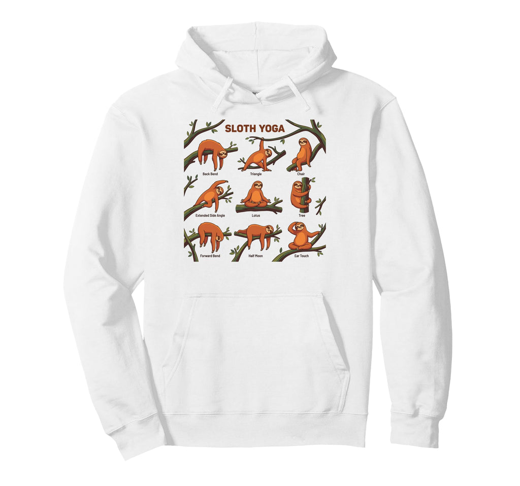 Chakras Mandala Sloth Yoga Poses Hoodie - Fun Novelty Design for Adults - T-Shirt, Sweatshirt, Hoodie