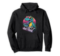 Funny Dj Dinosaur Turntable Synthwave Hoodie - Novelty Apparel Unisex - T-Shirt, Sweatshirt, Hoodie