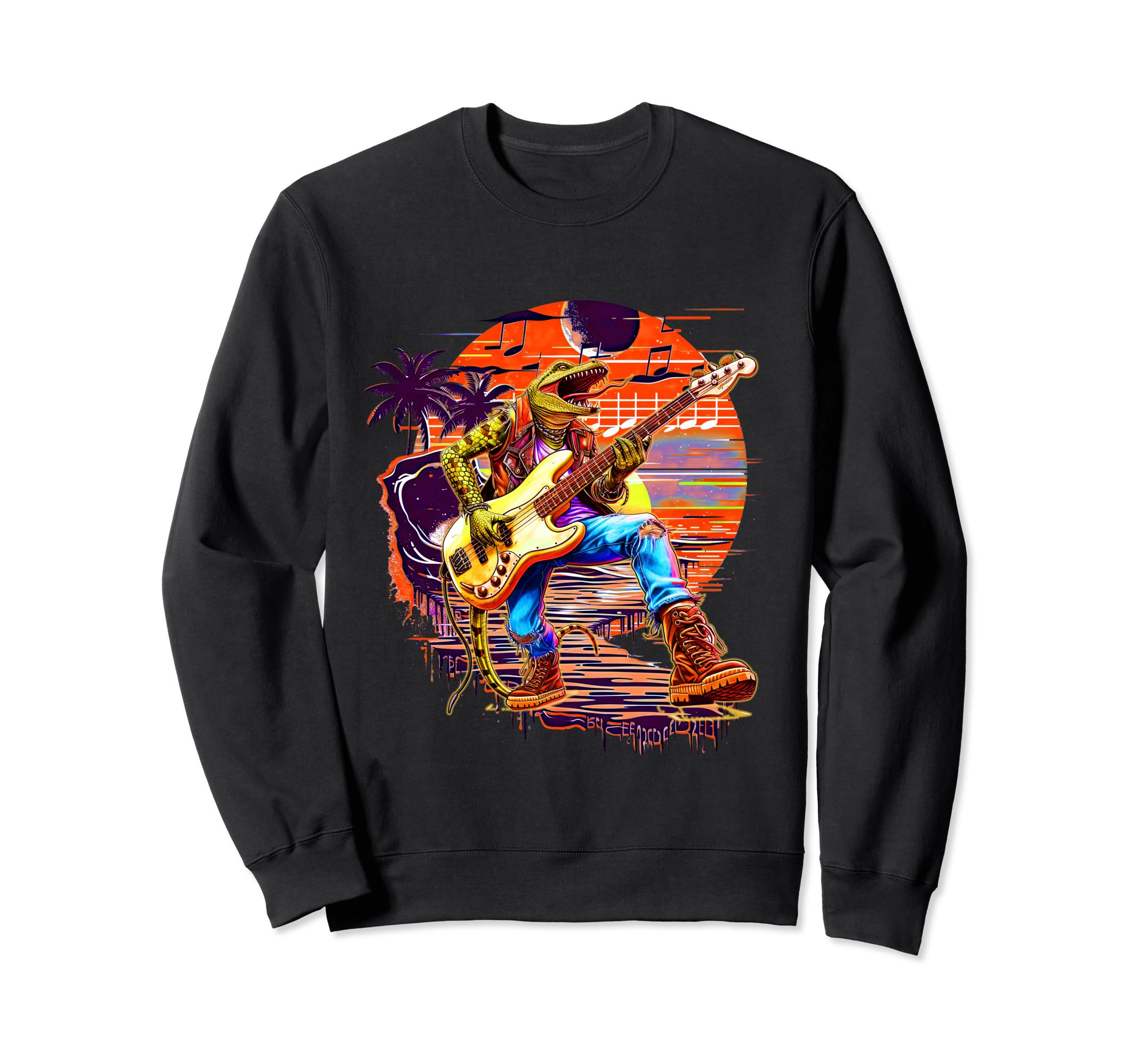 80S 90S Streetwear Rocker Lizard Sweatshirt - Graphic Print for Adults - T-Shirt, Sweatshirt, Hoodie