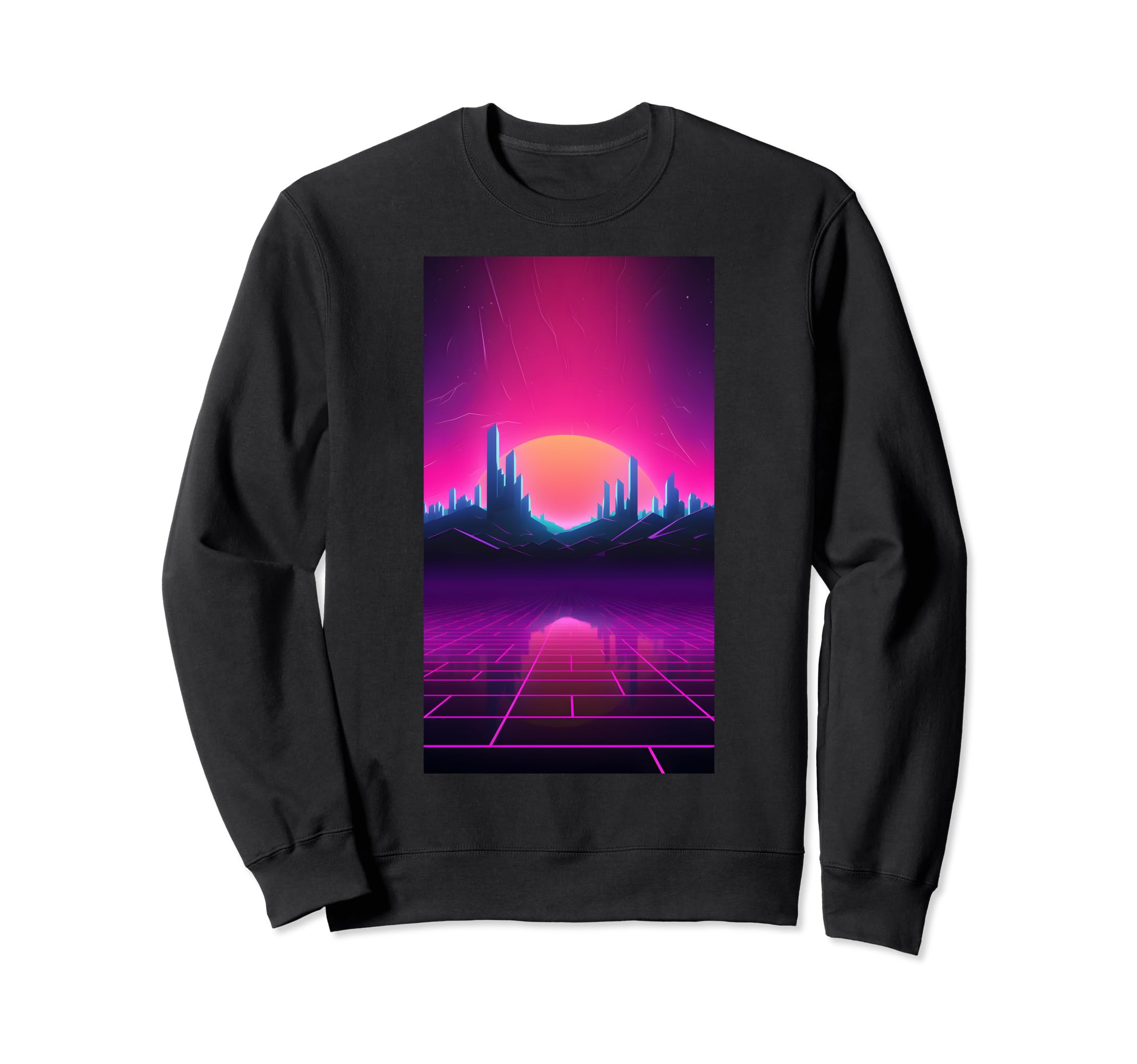 Synthwave City Retrowave 80S Sweatshirt - Fun Novelty Design for Adults - T-Shirt, Sweatshirt, Hoodie