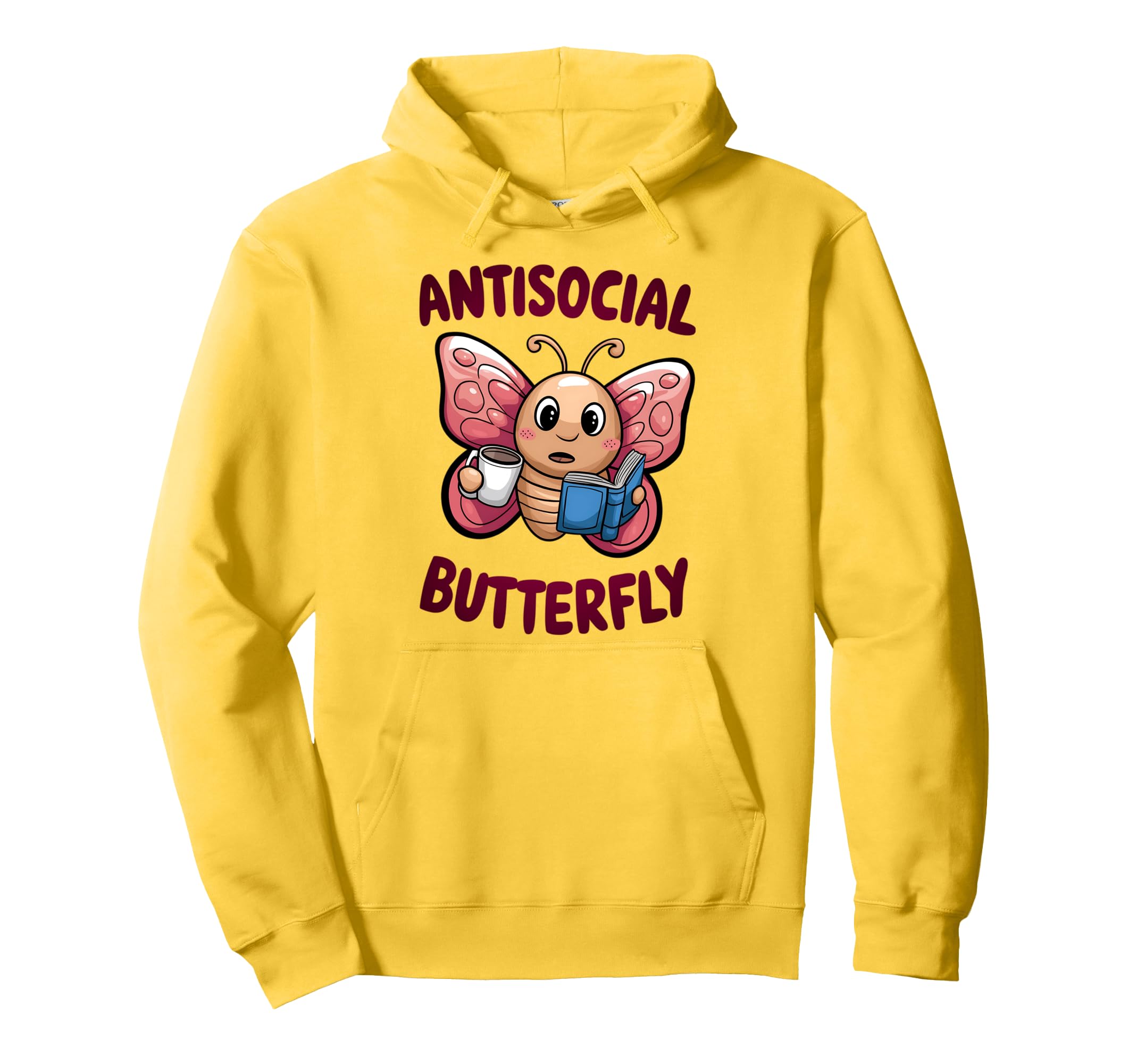Groovy Anti Social Butterfly Ironic Hoodie - Minimalist Print for Adults - T-Shirt, Sweatshirt, Hoodie