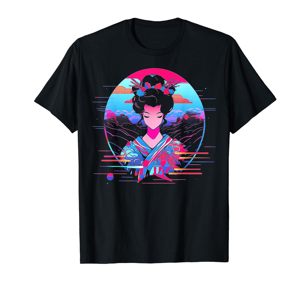 Vaporwave Geisha 80S Synthwave 27 T-Shirt - Unique Graphic Unisex - T-Shirt, Sweatshirt, Hoodie