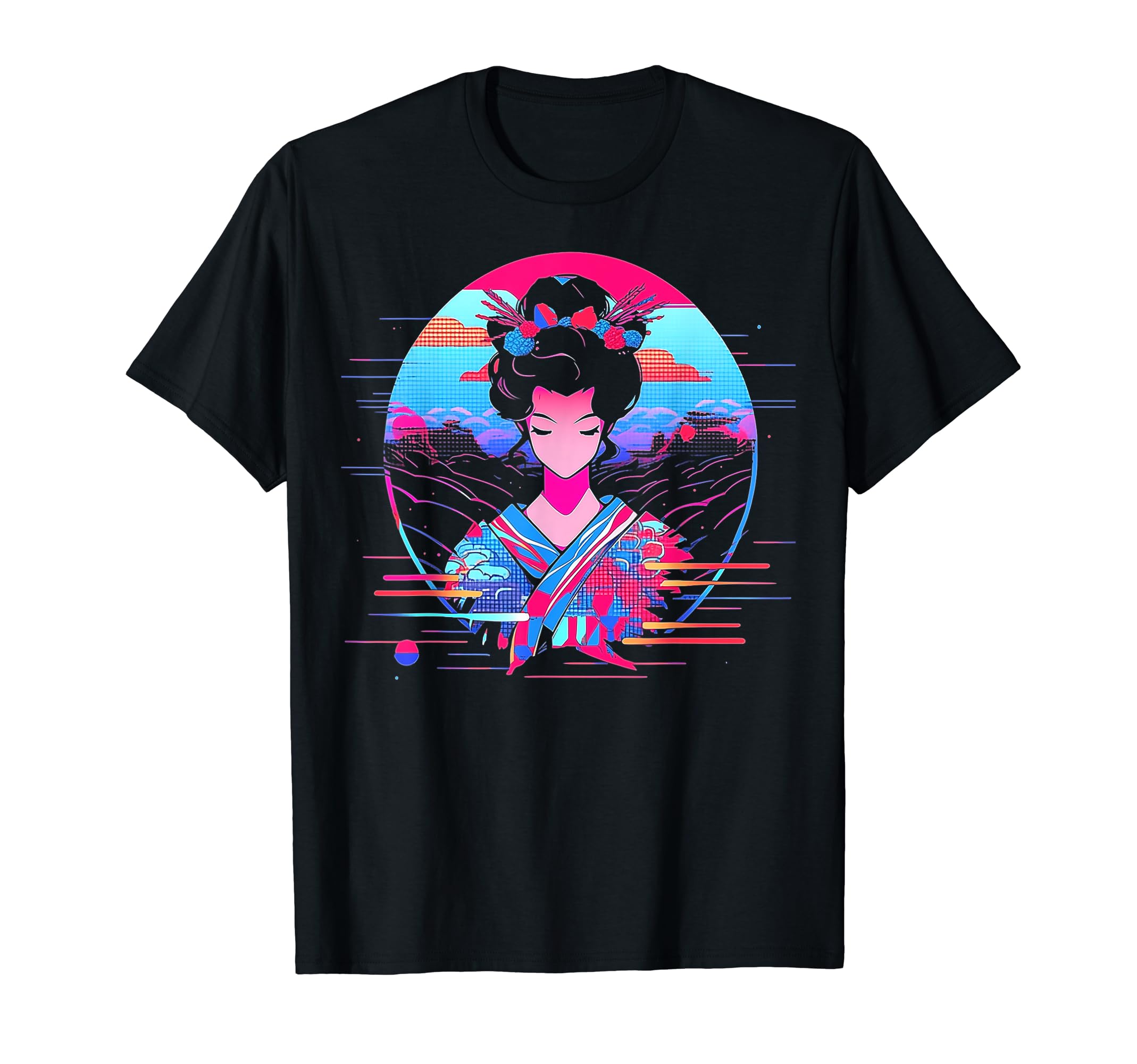 Vaporwave Geisha 80S Synthwave 27 T-Shirt - Unique Graphic Unisex - T-Shirt, Sweatshirt, Hoodie