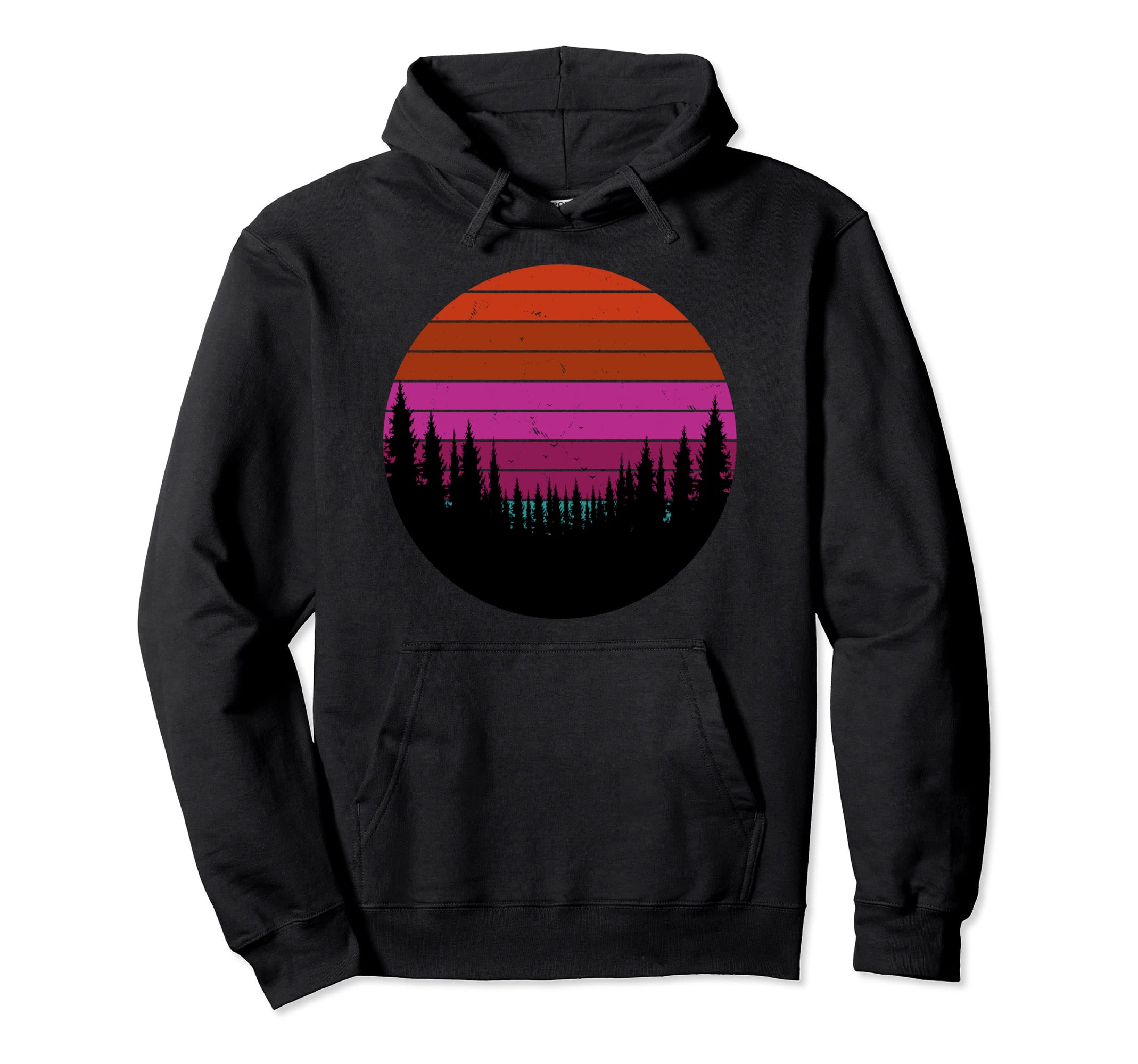 Synthwave Motif Retrowave Forest Hoodie - Casual Everyday Wear for Adults - T-Shirt, Sweatshirt, Hoodie