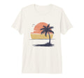 80S Sunset Palm Tree Beach Tri Blend T-Shirt - Minimalist Print Unisex - T-Shirt, Sweatshirt, Hoodie