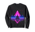 Synthwave Alien Buddha Cyberpunk Sweatshirt - Minimalist Print Men Women - T-Shirt, Sweatshirt, Hoodie