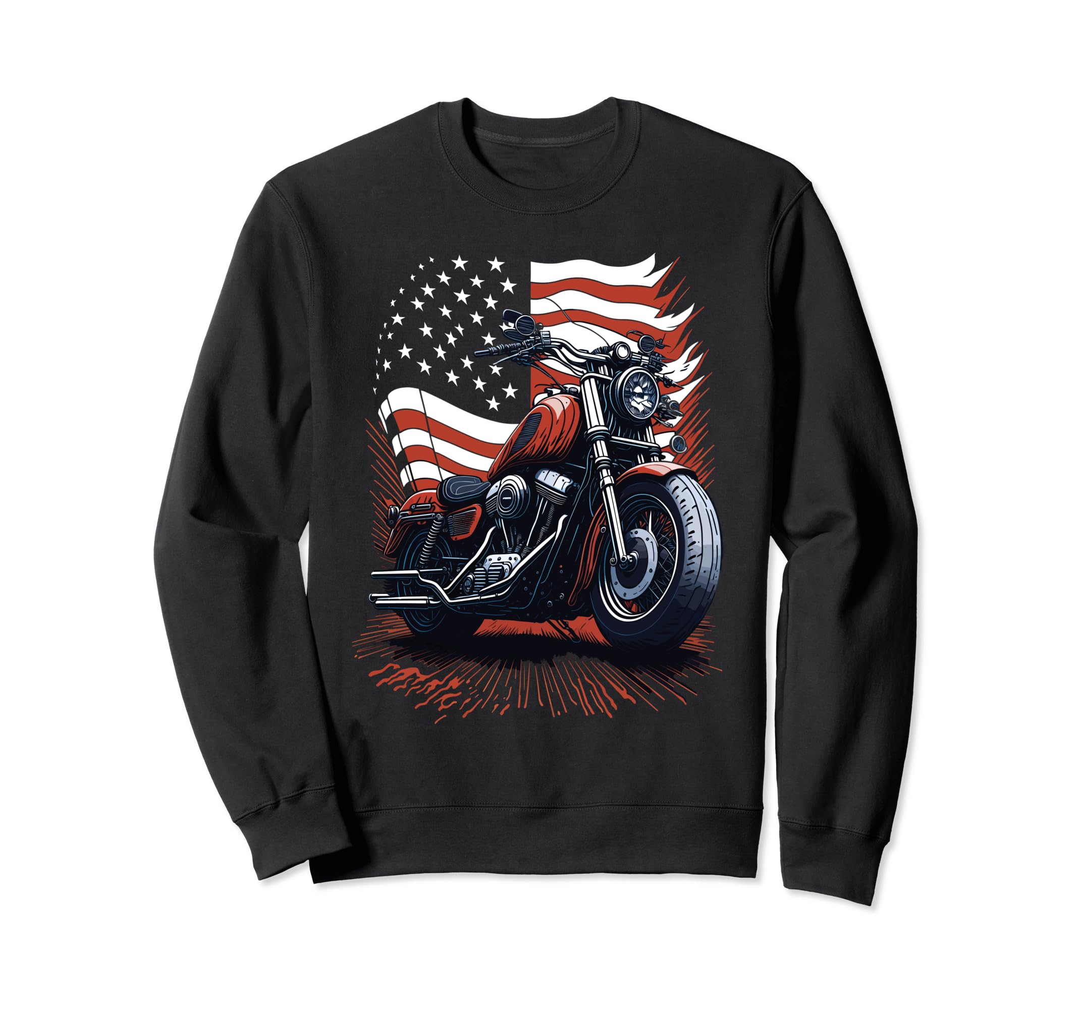 Patriotic Motorcycle American Sweatshirt - Casual Everyday Wear for Adults - T-Shirt, Sweatshirt, Hoodie
