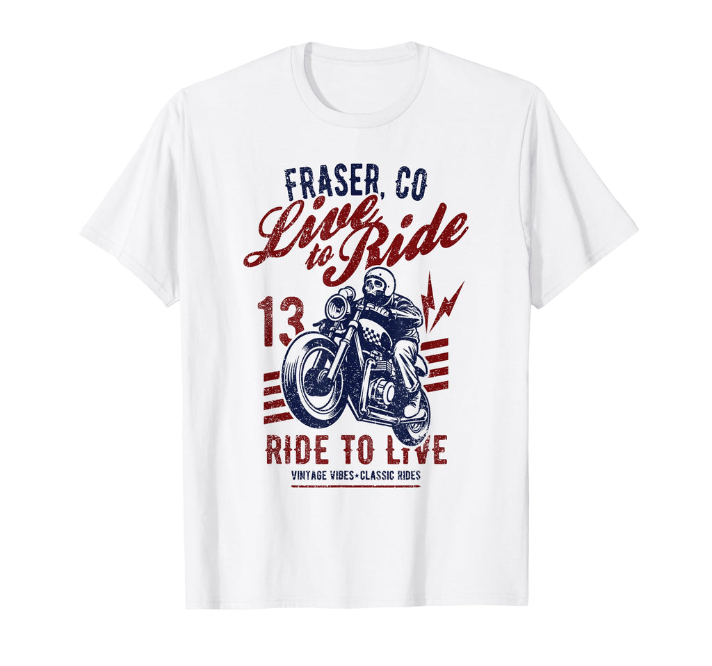 Fraser Colorado Motorcycle Skull Rider T-Shirt - Aesthetic Graphic Unisex - T-Shirt, Sweatshirt, Hoodie