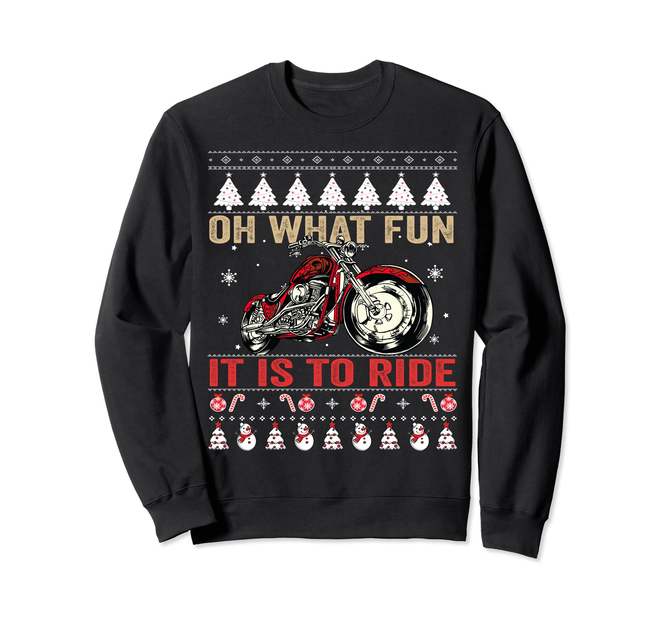 Oh What Fun Motorcycle Ugly Sweatshirt - Graphic Print Unisex - T-Shirt, Sweatshirt, Hoodie