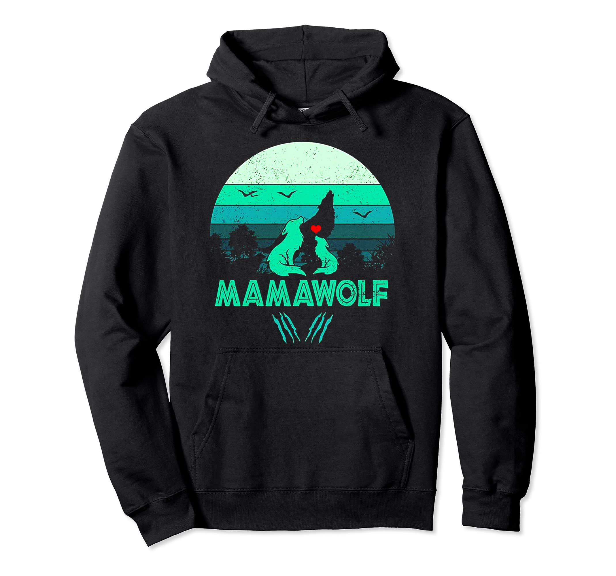 Mamawolf Funny Wolf Mama Sunset Hoodie - Novelty Apparel Unisex - T-Shirt, Sweatshirt, Hoodie