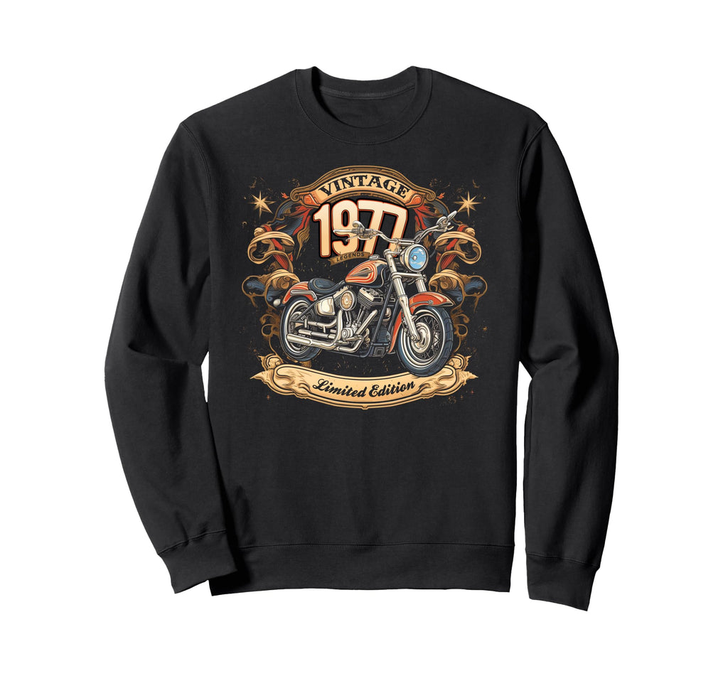 Born 1977 Motorcycle Lovers Sweatshirt - Casual Everyday Wear for Adults - T-Shirt, Sweatshirt, Hoodie