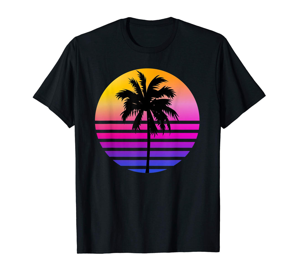 Palm Tree Silhouette Sunset 80S T-Shirt - Custom Art Print for Adults - T-Shirt, Sweatshirt, Hoodie