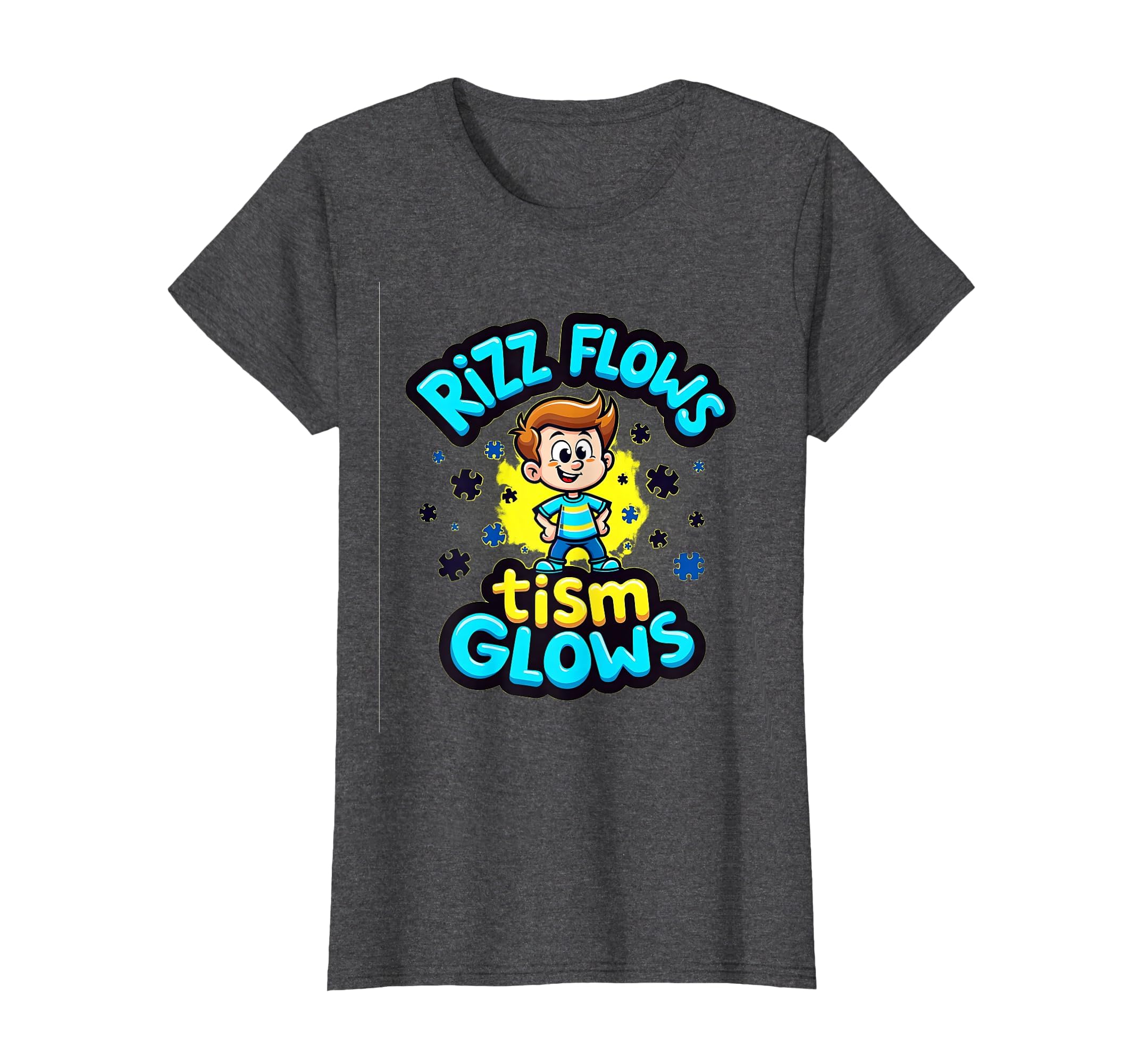 Rizz Flows Tism Glows Neurodivergent T-Shirt - Streetwear Style for Adults - T-Shirt, Sweatshirt, Hoodie