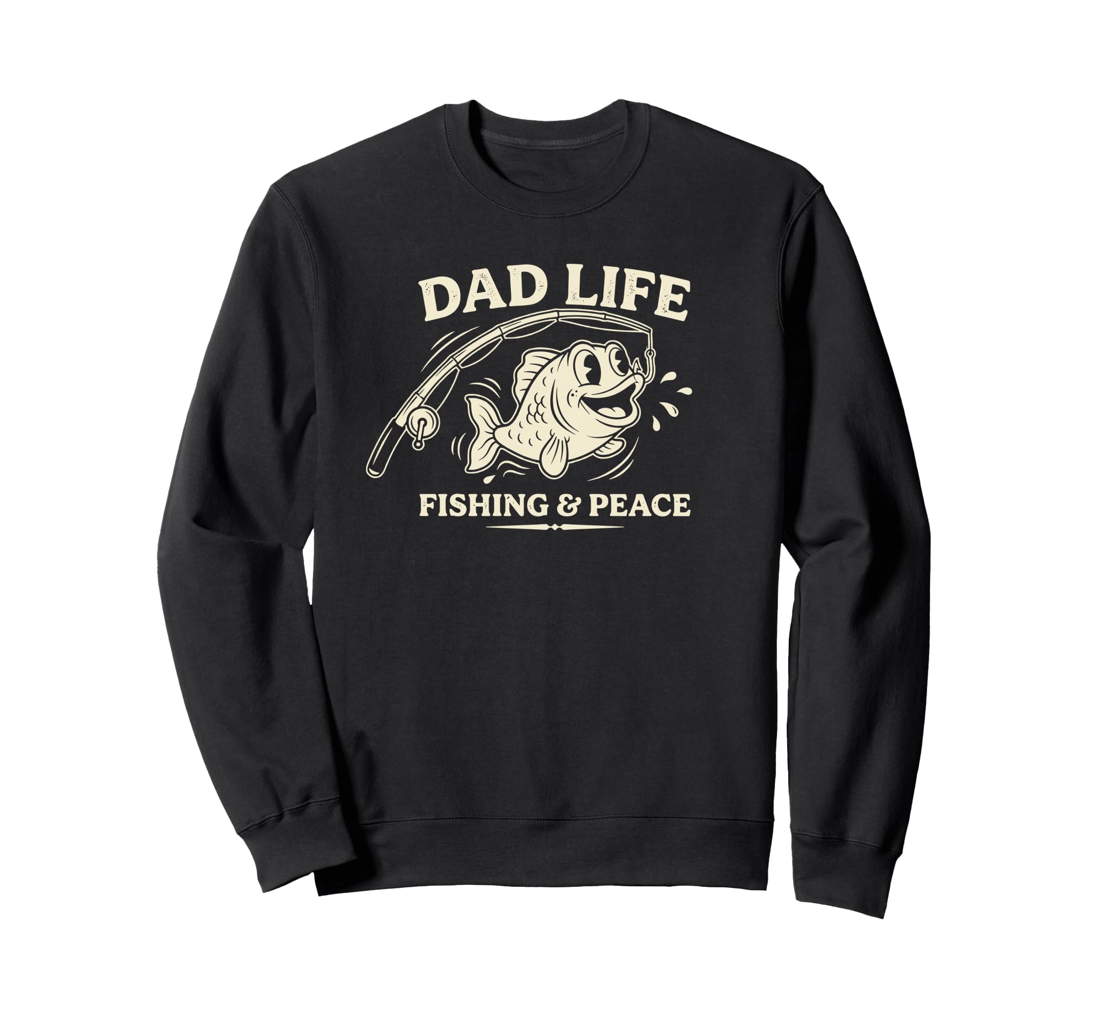 Dad Life Fishing Peace Cartoon Sweatshirt - Aesthetic Graphic Unisex - T-Shirt, Sweatshirt, Hoodie