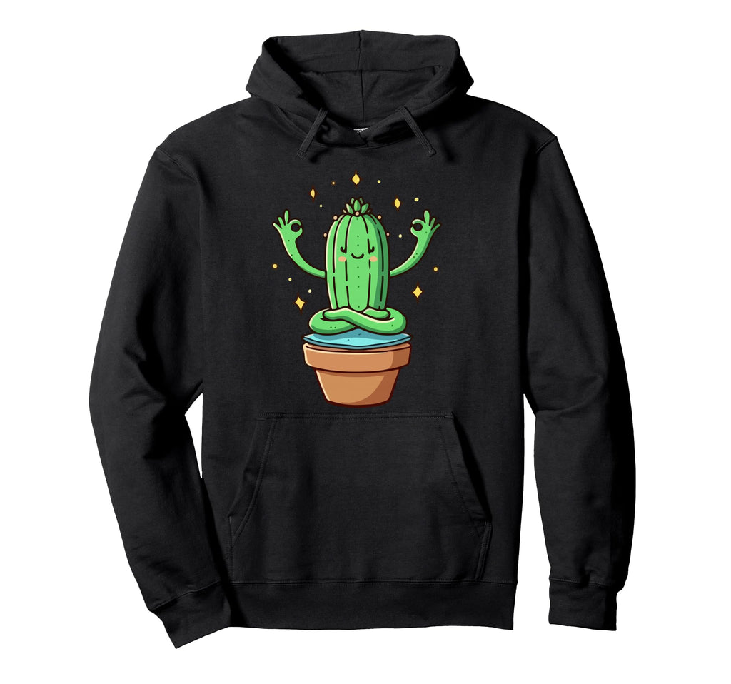Meditation Cactus Yoga Pose Relaxing Hoodie - Aesthetic Graphic for Adults - T-Shirt, Sweatshirt, Hoodie