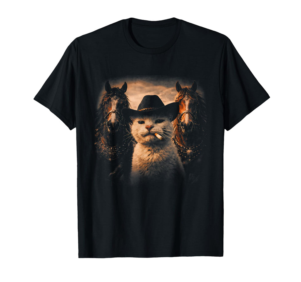 Funny Cowboy Cat Western Outlaw T-Shirt - Minimalist Print for Adults - T-Shirt, Sweatshirt, Hoodie