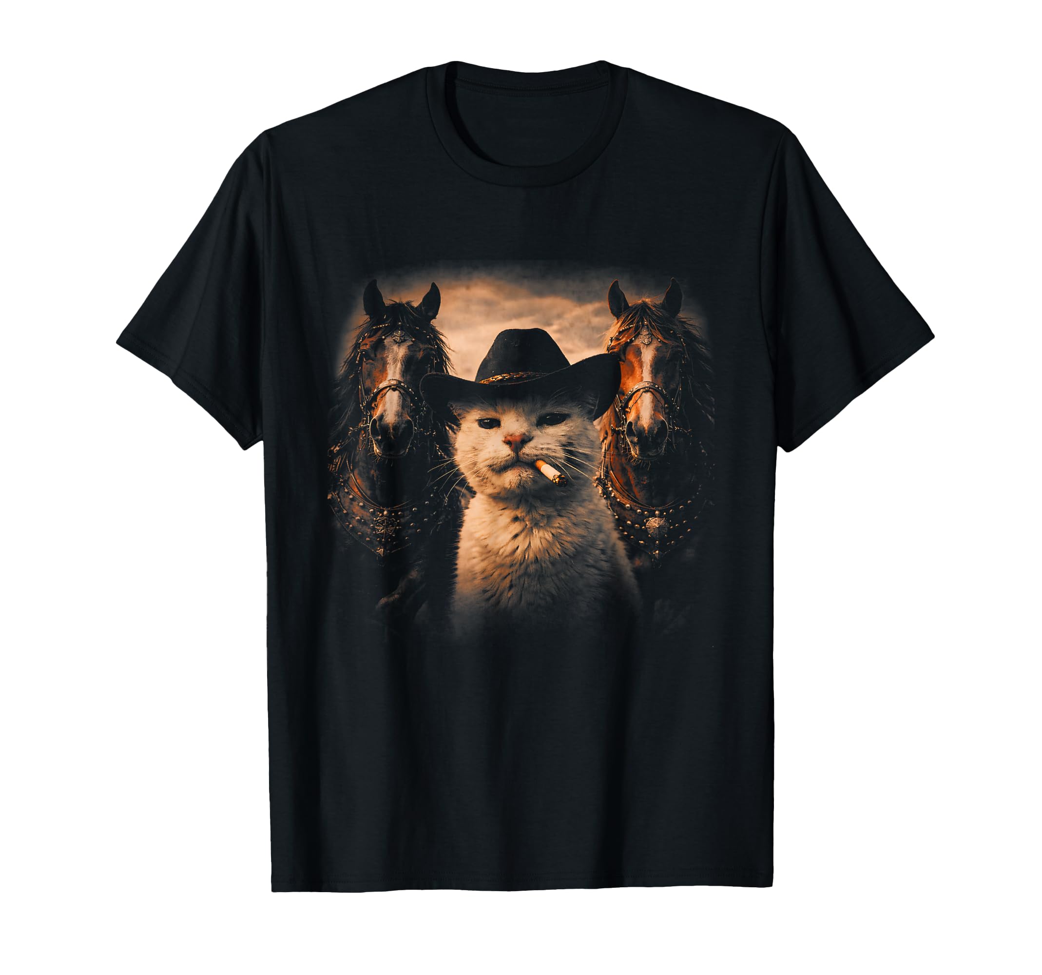 Funny Cowboy Cat Western Outlaw T-Shirt - Minimalist Print for Adults - T-Shirt, Sweatshirt, Hoodie