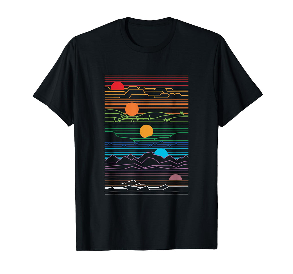80S Vaperwave Setting Sunset Waveform T-Shirt - Unique Graphic Men Women - T-Shirt, Sweatshirt, Hoodie