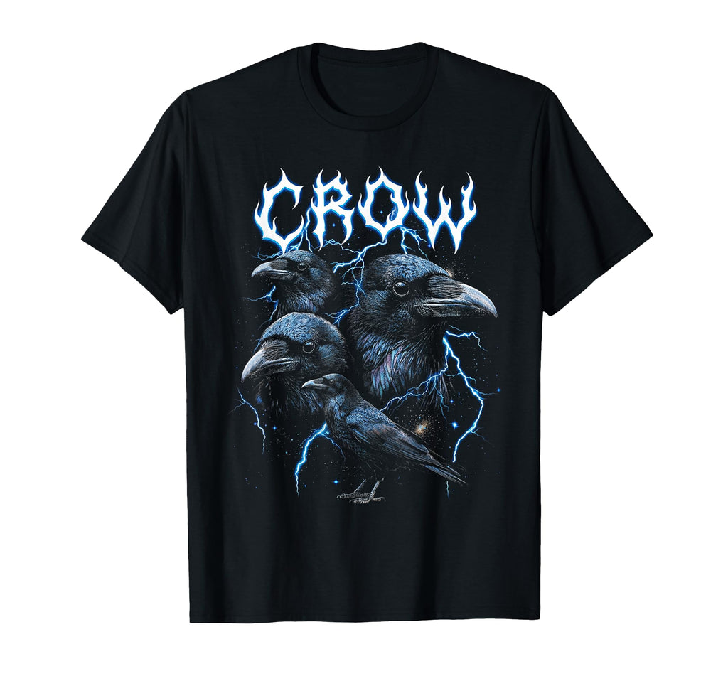 Crow 90S Heavy Metal Crow Bird Lover Raven T-Shirt - Unique Graphic Unisex - T-Shirt, Sweatshirt, Hoodie