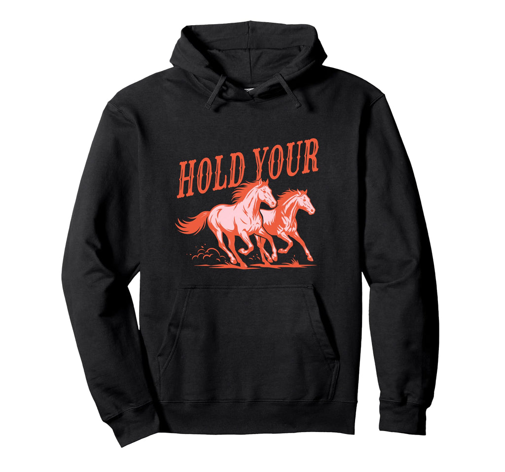 Funny Horse Western Cowboy Hoodie - Unique Graphic Unisex - T-Shirt, Sweatshirt, Hoodie