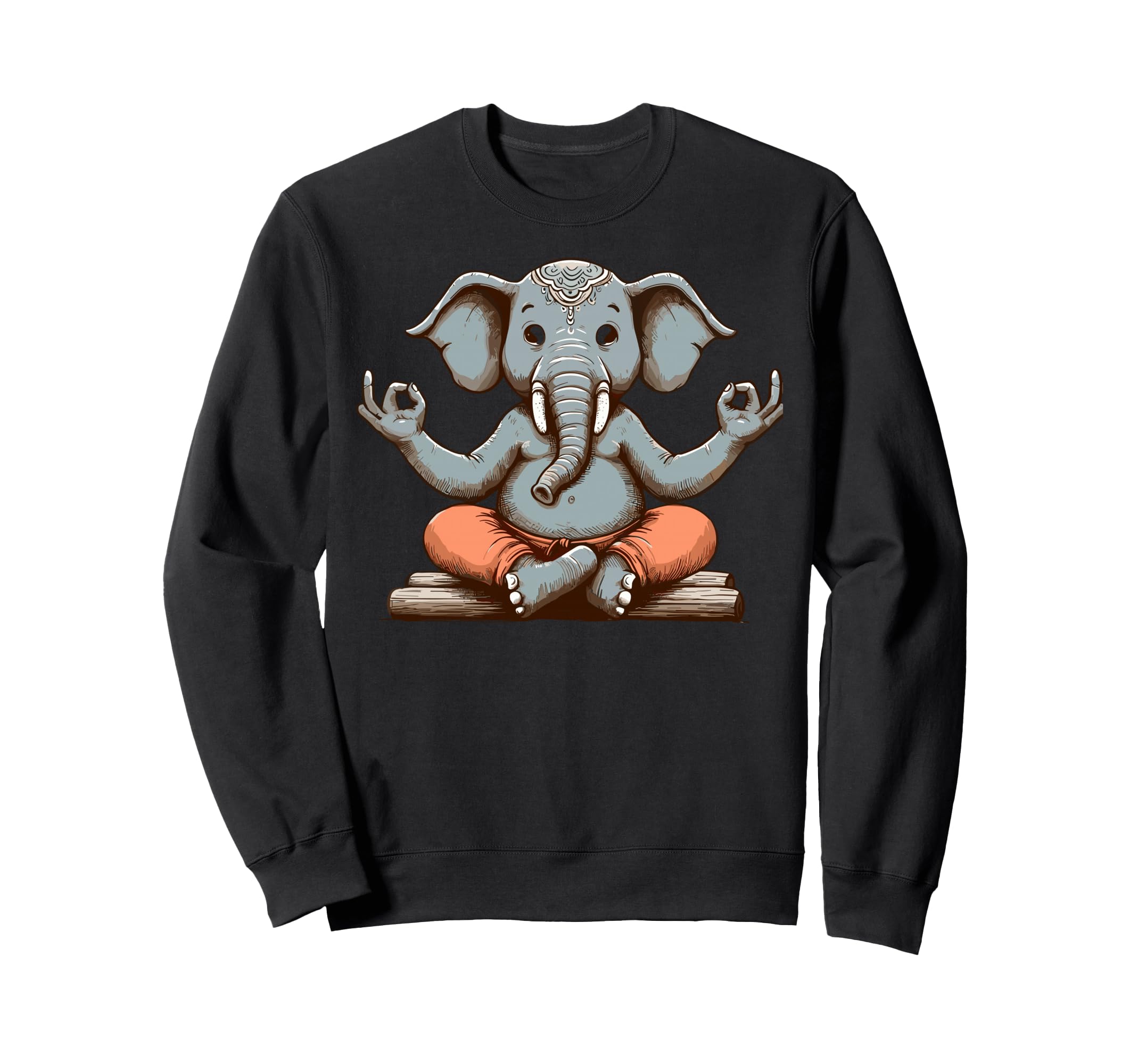 Meditation Elephant Yoga Pose Sweatshirt - Custom Art Print Unisex - T-Shirt, Sweatshirt, Hoodie