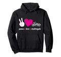 Motorcycle Biker Peace Love Motorcycle Hoodie - Trendy Graphic for Adults - T-Shirt, Sweatshirt, Hoodie