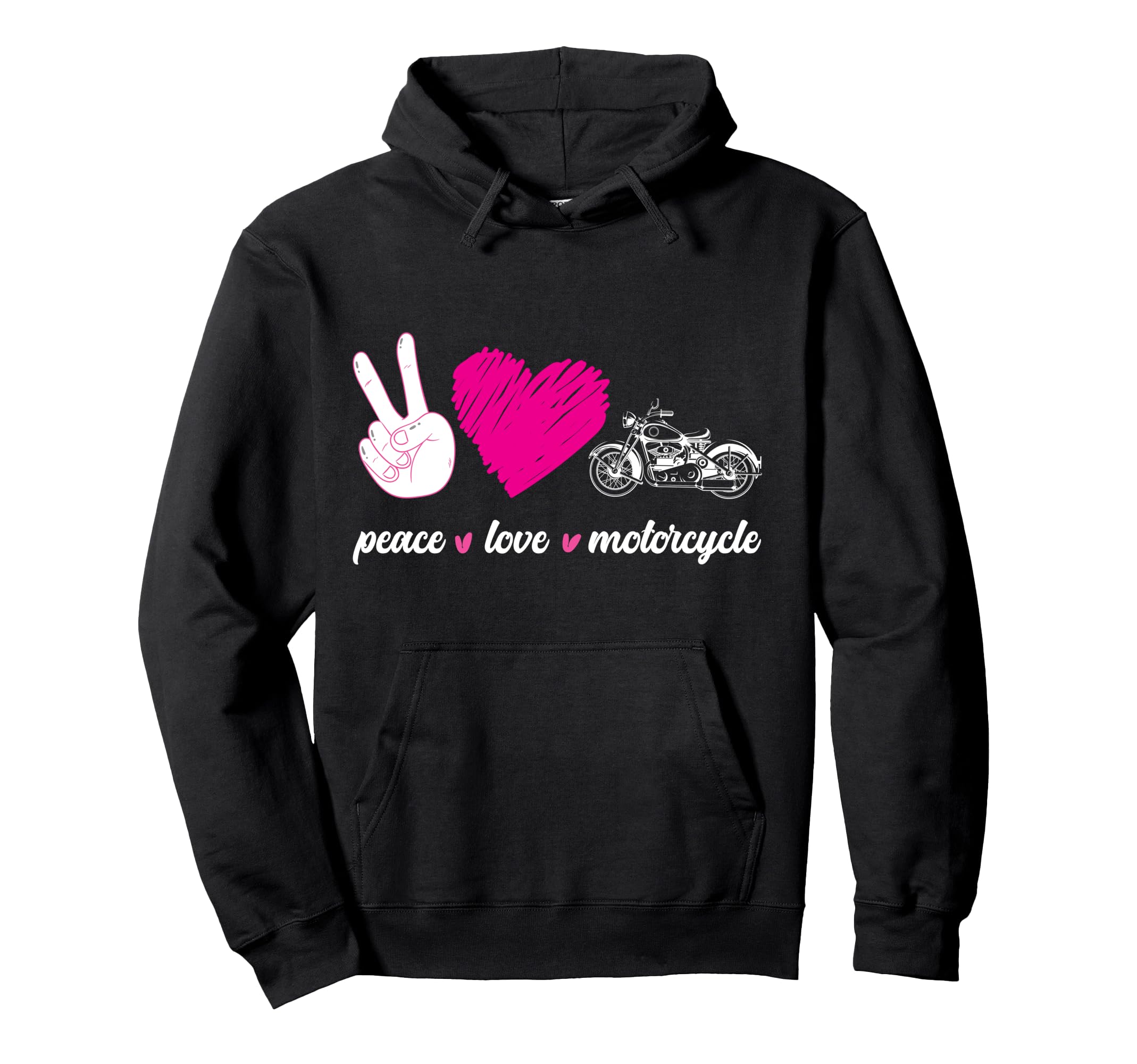 Motorcycle Biker Peace Love Motorcycle Hoodie - Trendy Graphic for Adults - T-Shirt, Sweatshirt, Hoodie
