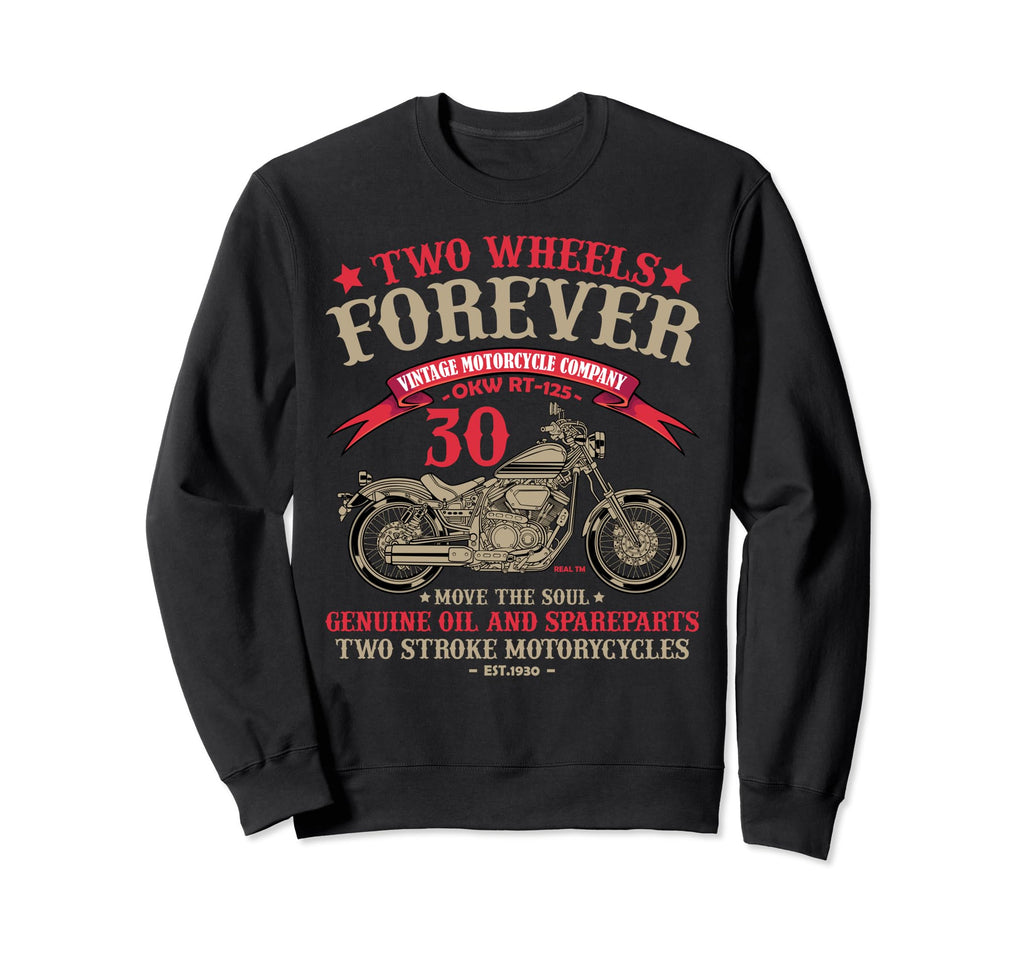 Two Wheels Motorcycle Bike Enthusiast Sweatshirt - Custom Art Print Unisex - T-Shirt, Sweatshirt, Hoodie
