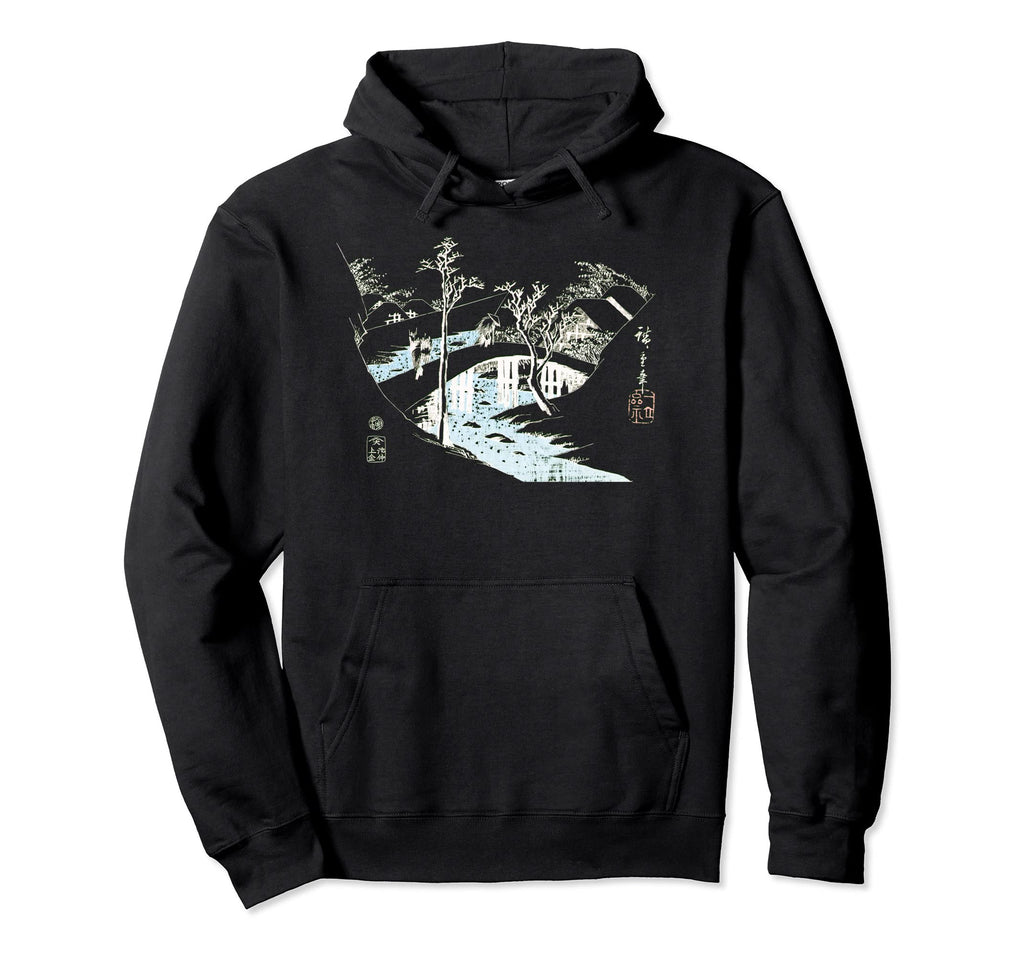 Famous Fine Art Bridge Snow Hoodie - Fun Novelty Design Men Women - T-Shirt, Sweatshirt, Hoodie