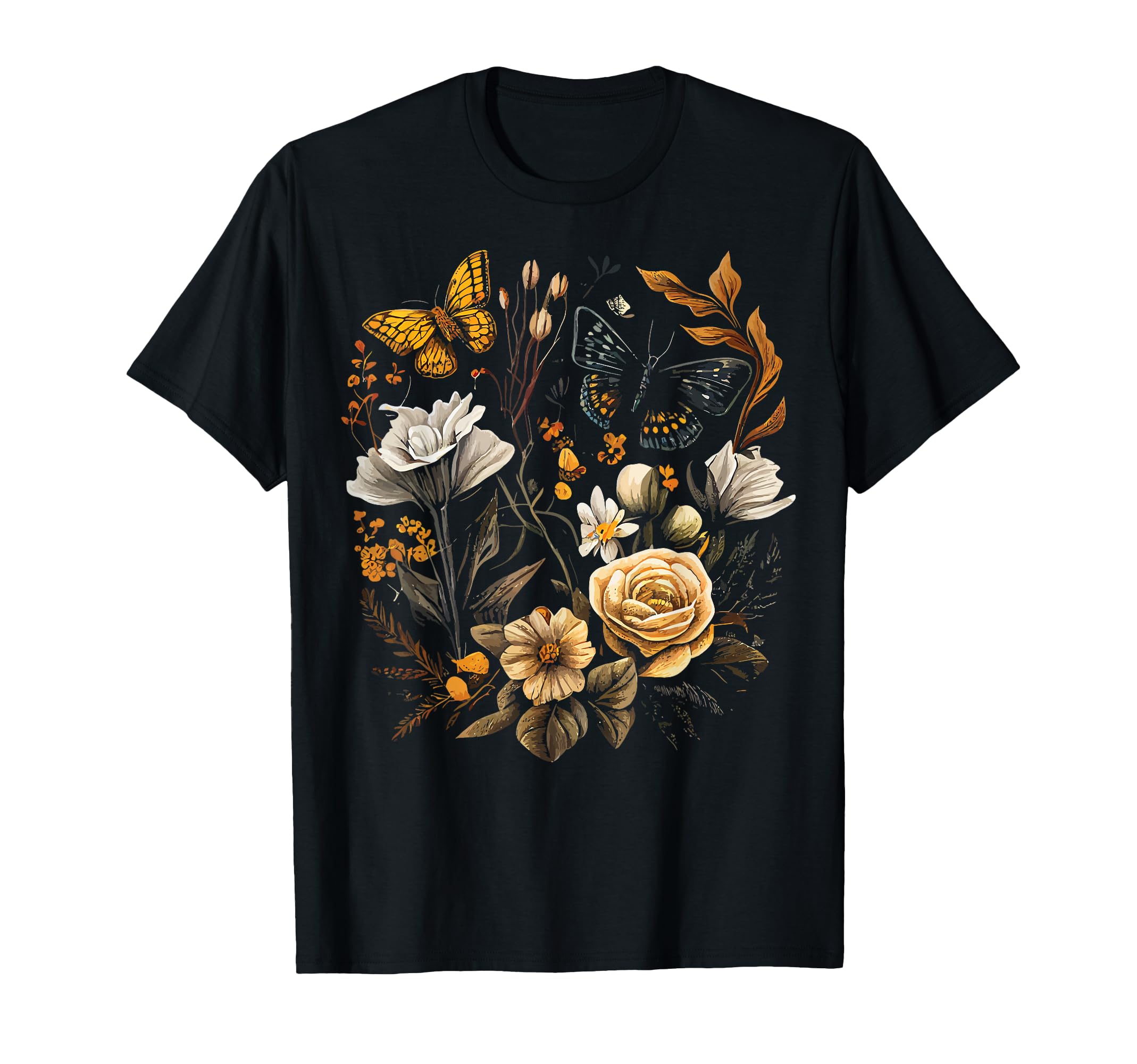 Pressed Flowers Butterflies Floral T-Shirt - Casual Everyday Wear Unisex - T-Shirt, Sweatshirt, Hoodie