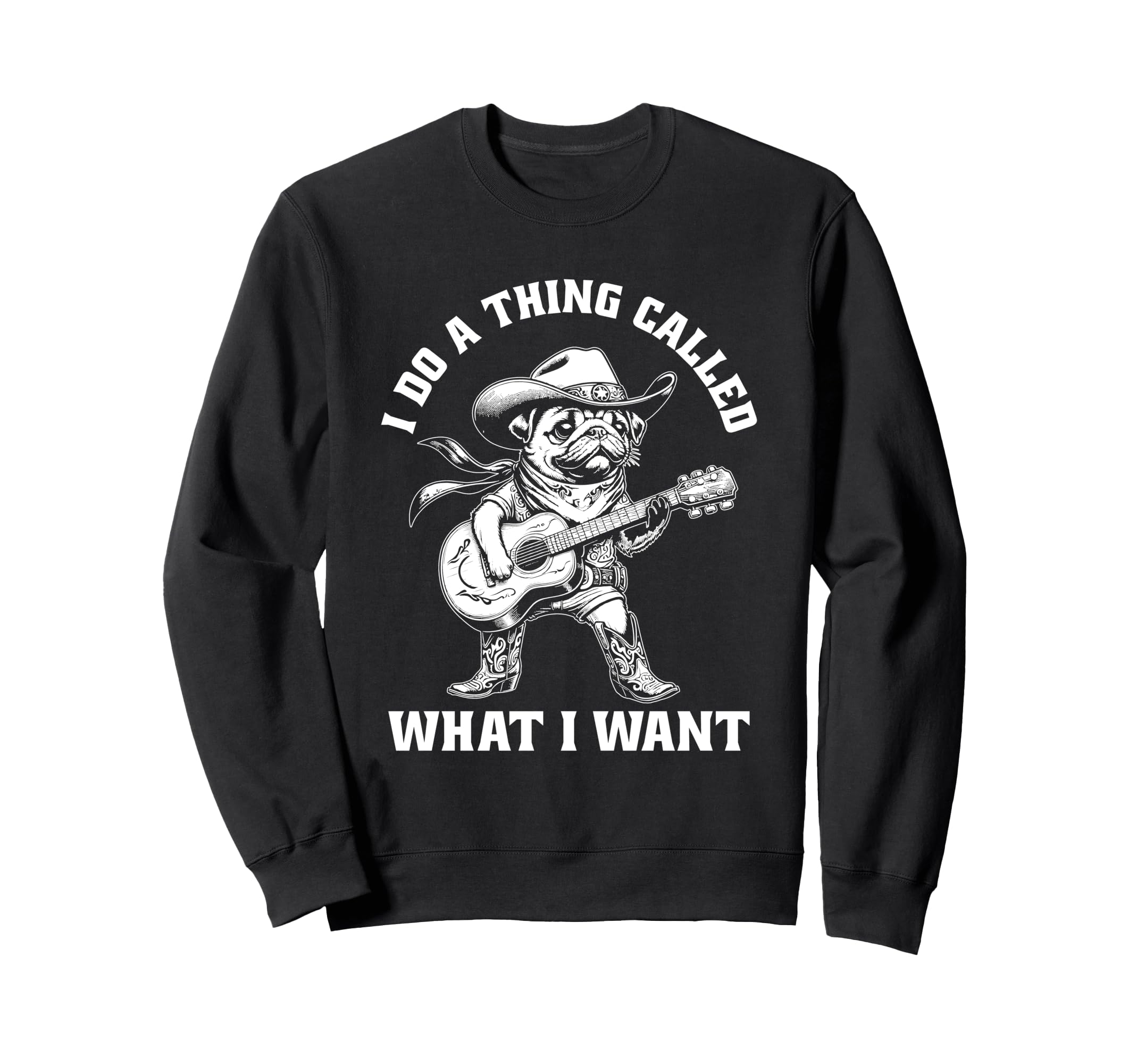 Cowboy Pug Guitar Funny Western Sweatshirt - Trendy Graphic Men Women - T-Shirt, Sweatshirt, Hoodie