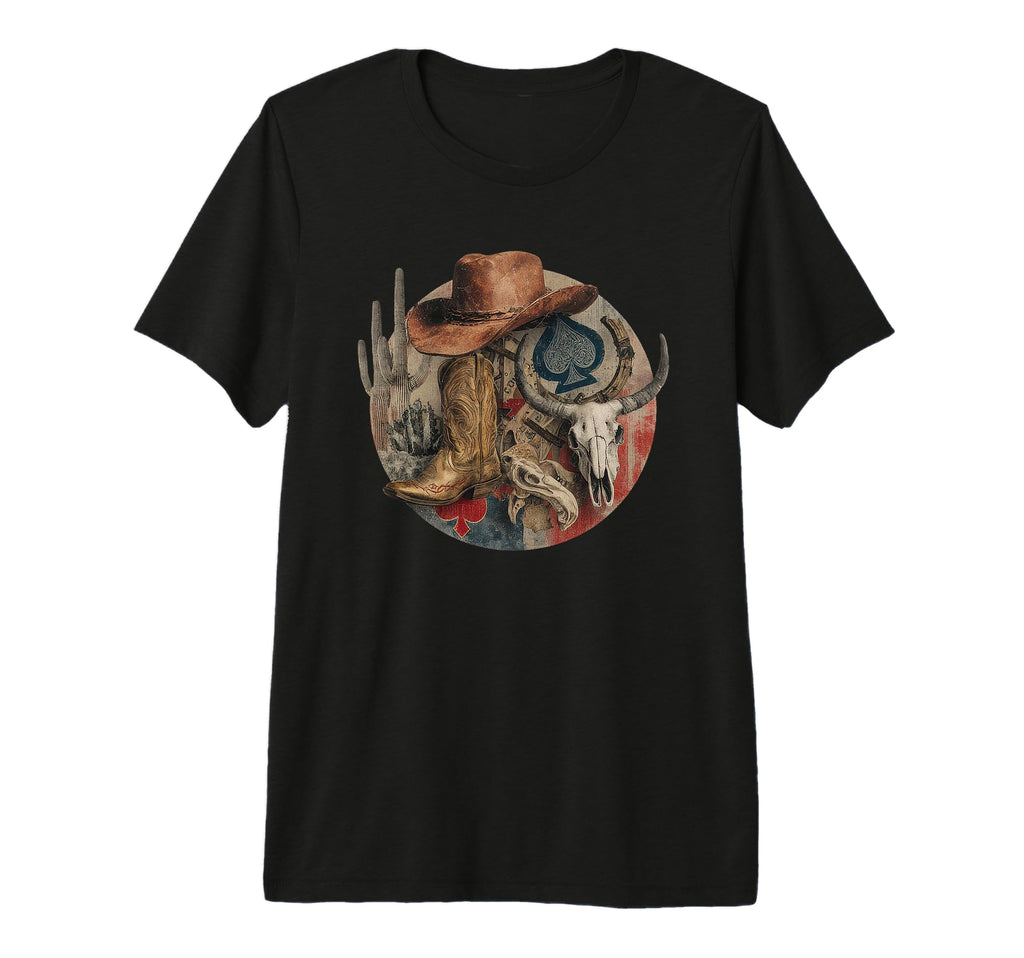 Western Cowboy Hat Skull Collage T-Shirt - Streetwear Style for Adults - T-Shirt, Sweatshirt, Hoodie