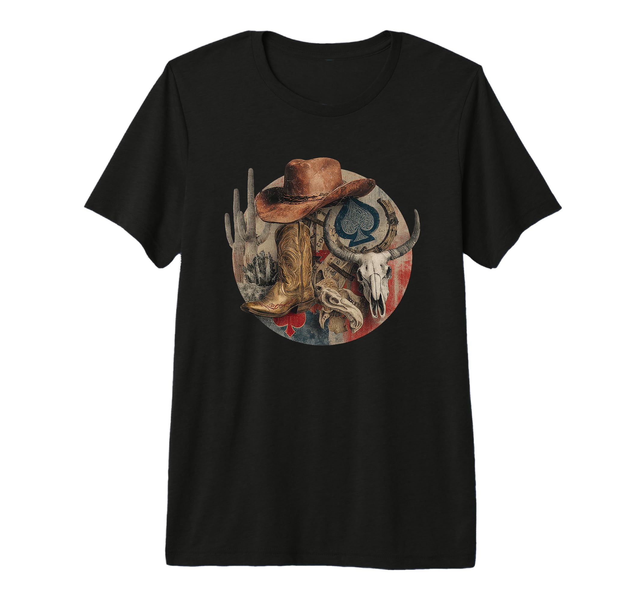Western Cowboy Hat Skull Collage T-Shirt - Streetwear Style for Adults - T-Shirt, Sweatshirt, Hoodie