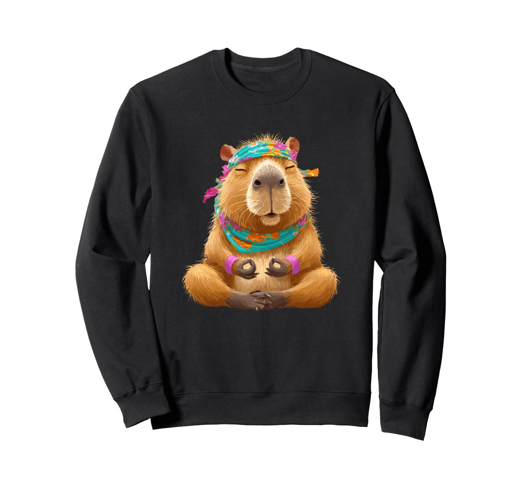Meditating Capybara Yoga Mindfulness Sweatshirt - Trendy Graphic Unisex - T-Shirt, Sweatshirt, Hoodie