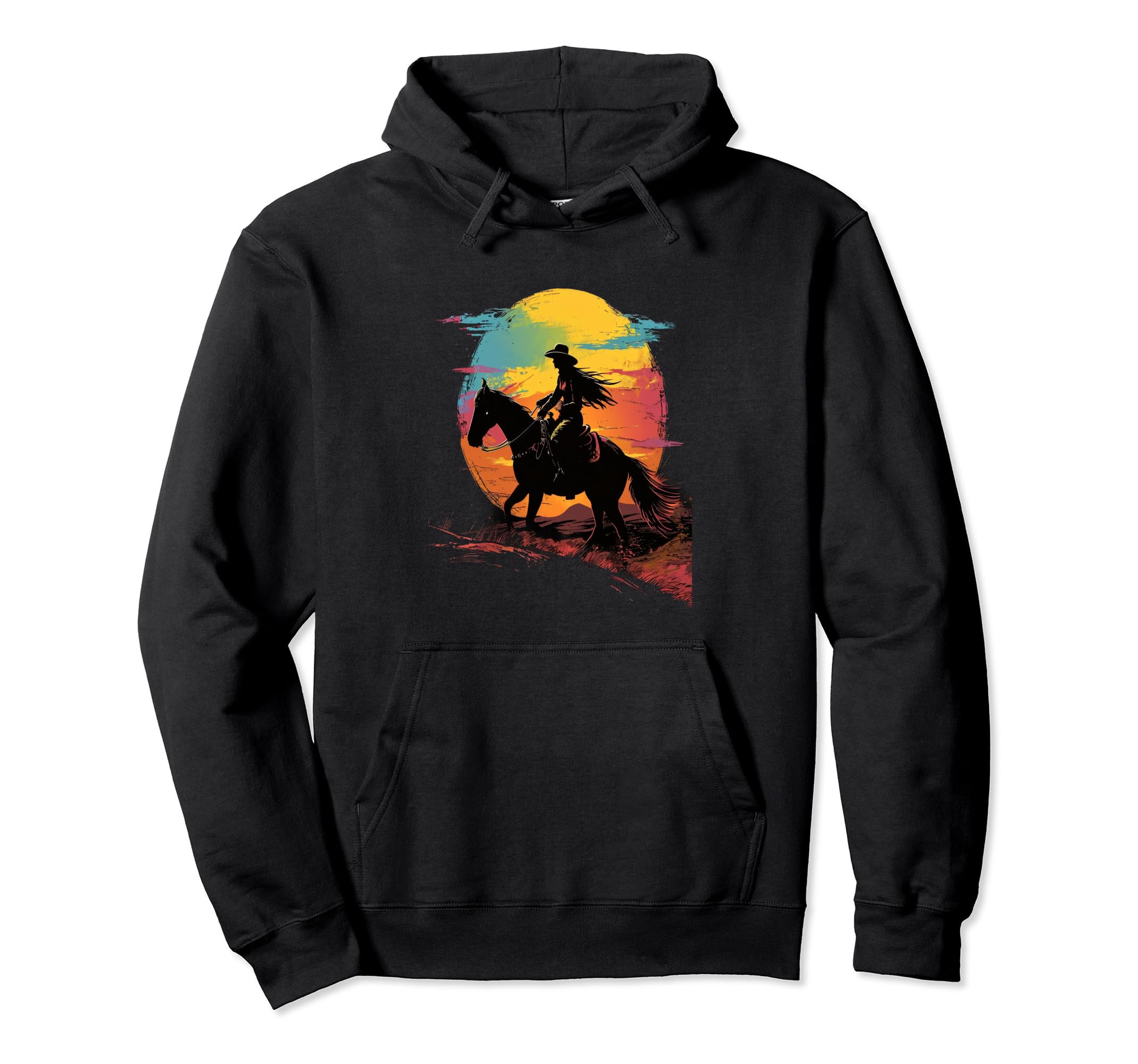 Horse Riding Rodeo Cowgirl Western Hoodie - Trendy Graphic Men Women - T-Shirt, Sweatshirt, Hoodie