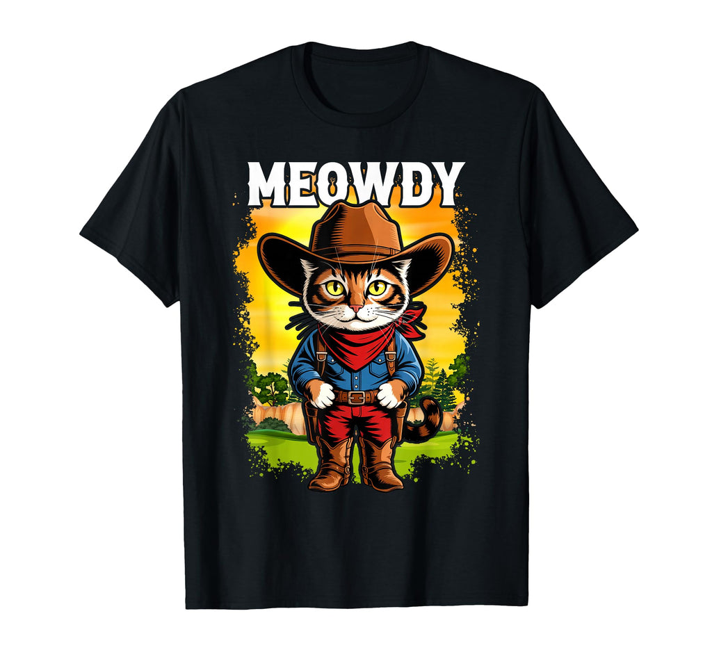 Meowdy Funny Country Side Cat Hat Cowboy T-Shirt - Trendy Graphic Men Women - T-Shirt, Sweatshirt, Hoodie