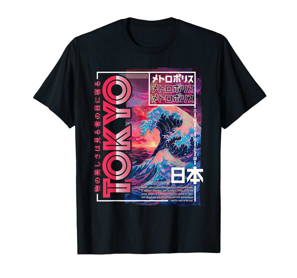 Tokyo City 80S Synthwave Kanagawa Wave T-Shirt - Unique Graphic for Adults - T-Shirt, Sweatshirt, Hoodie