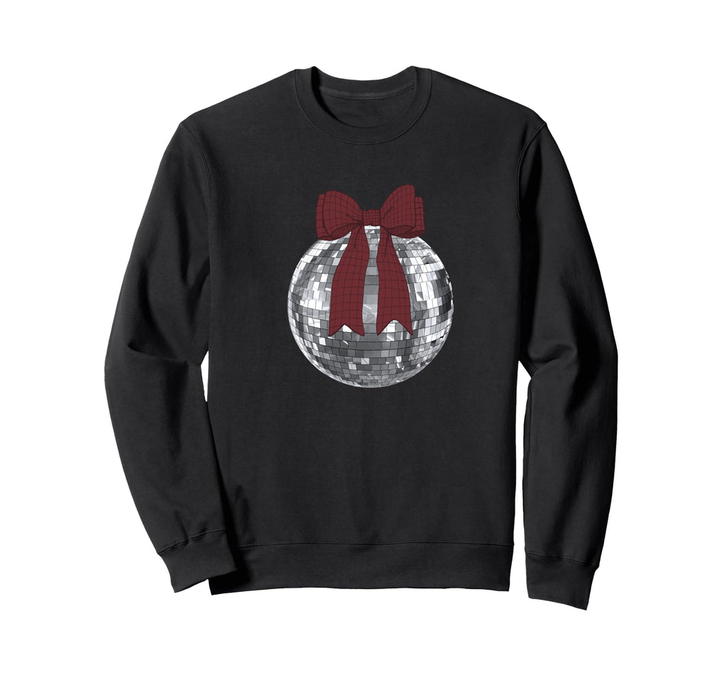 Burgundy Red Bow Disco Ball Sweatshirt - Custom Art Print for Adults - T-Shirt, Sweatshirt, Hoodie