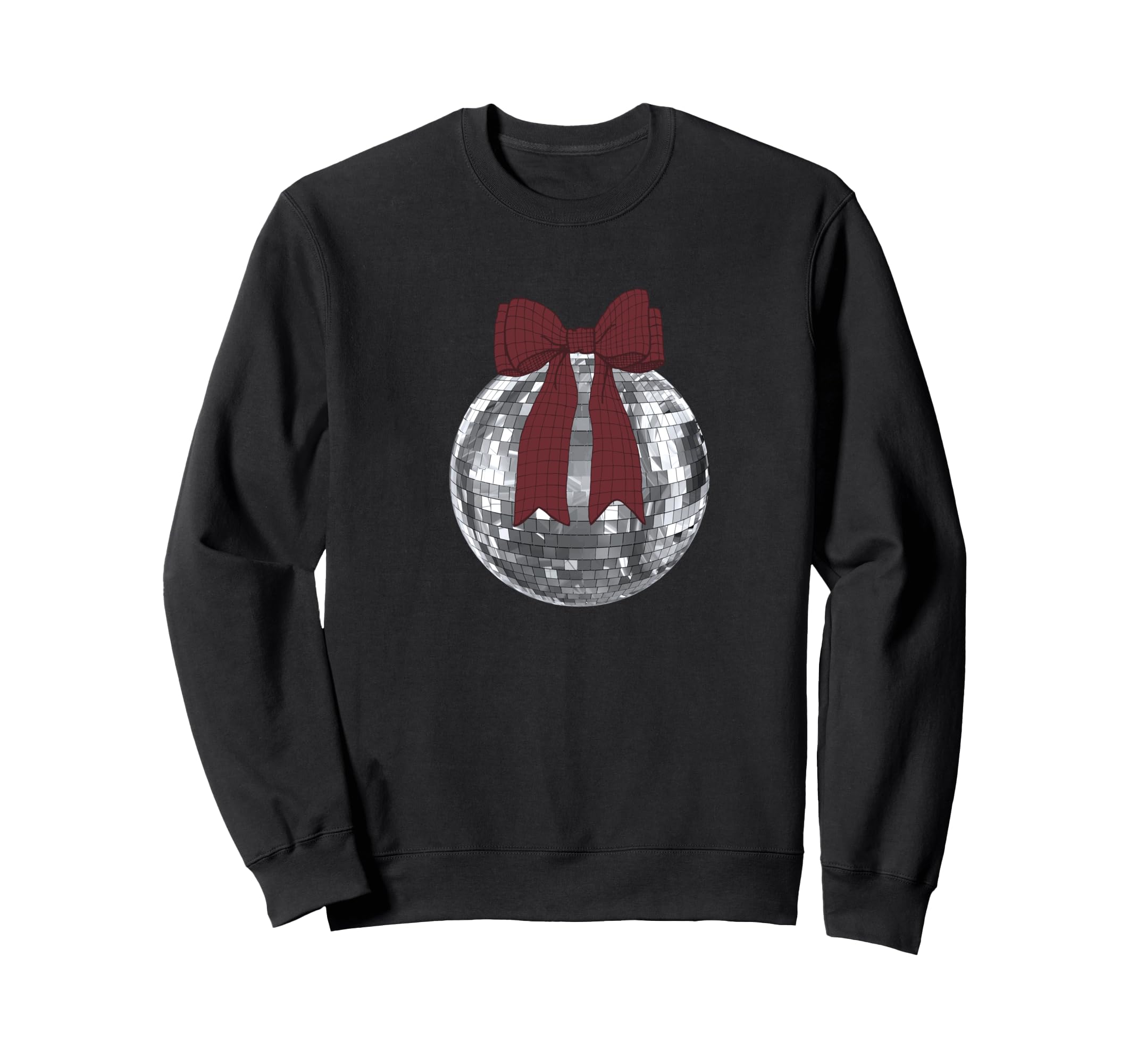 Burgundy Red Bow Disco Ball Sweatshirt - Custom Art Print for Adults - T-Shirt, Sweatshirt, Hoodie